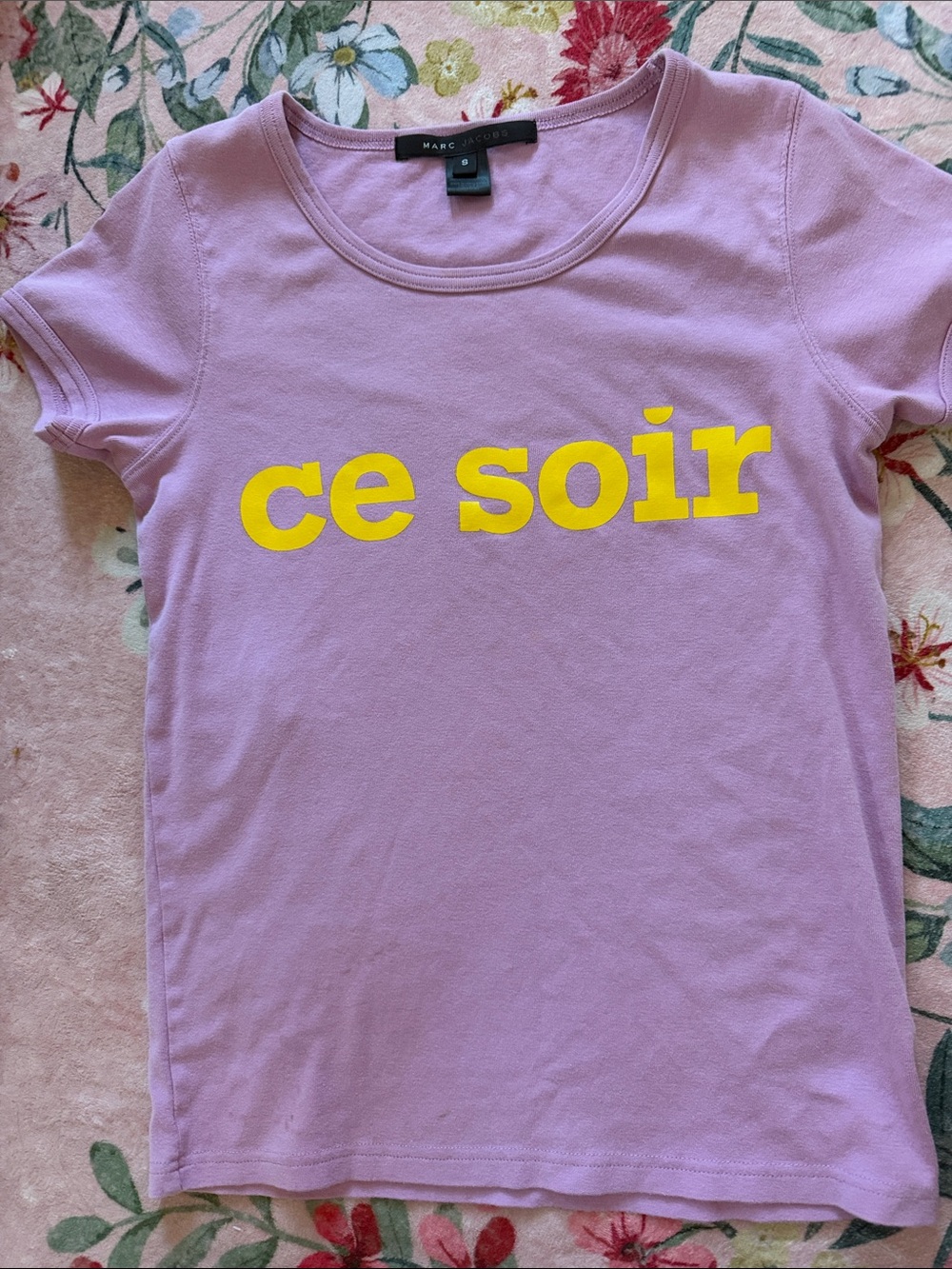 Marc Jacobs Lavender Tee with Yellow "ce soir" Graphic